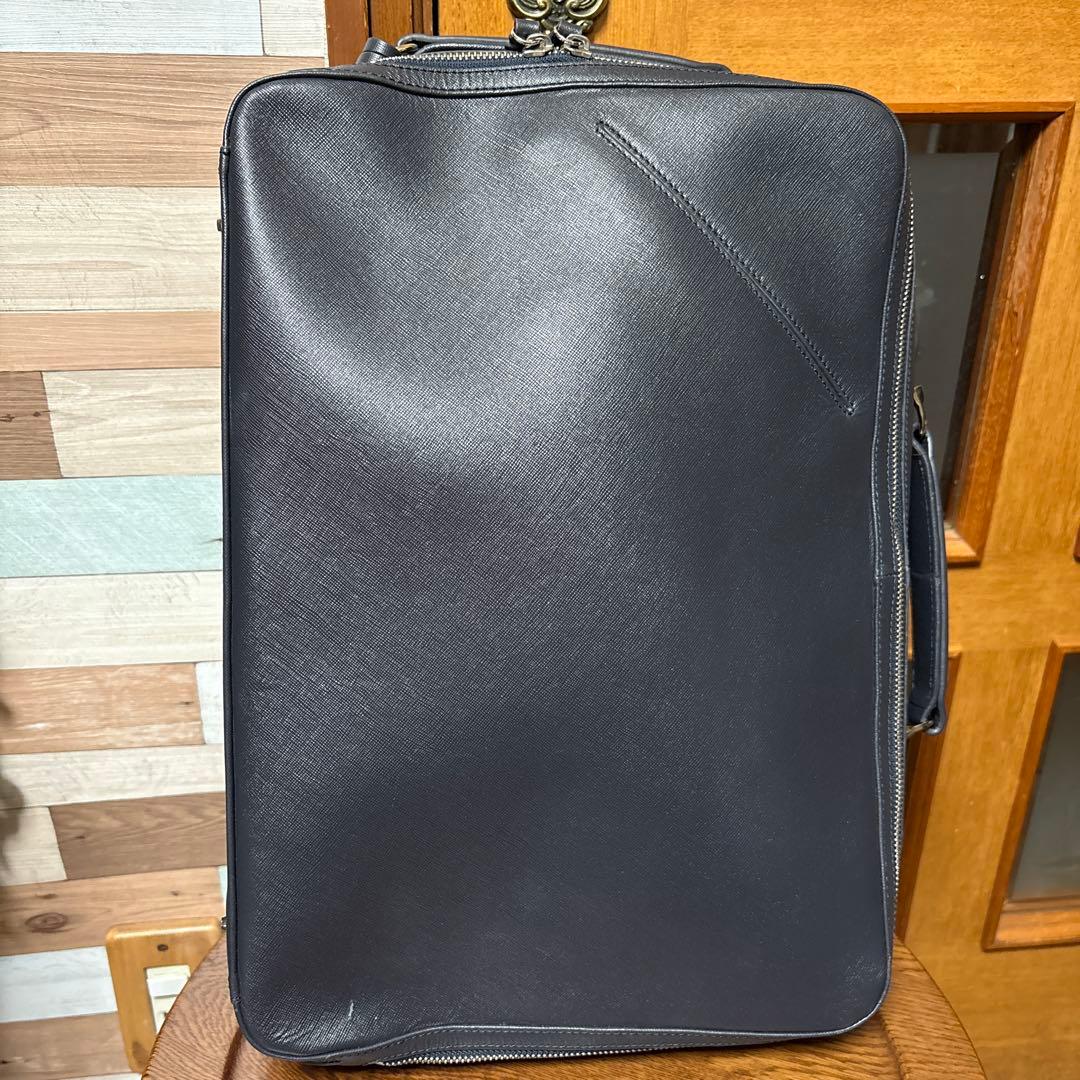 P.I.D/ビジネスバッグ/2way/ブリーフケース/ネイビー/レザー