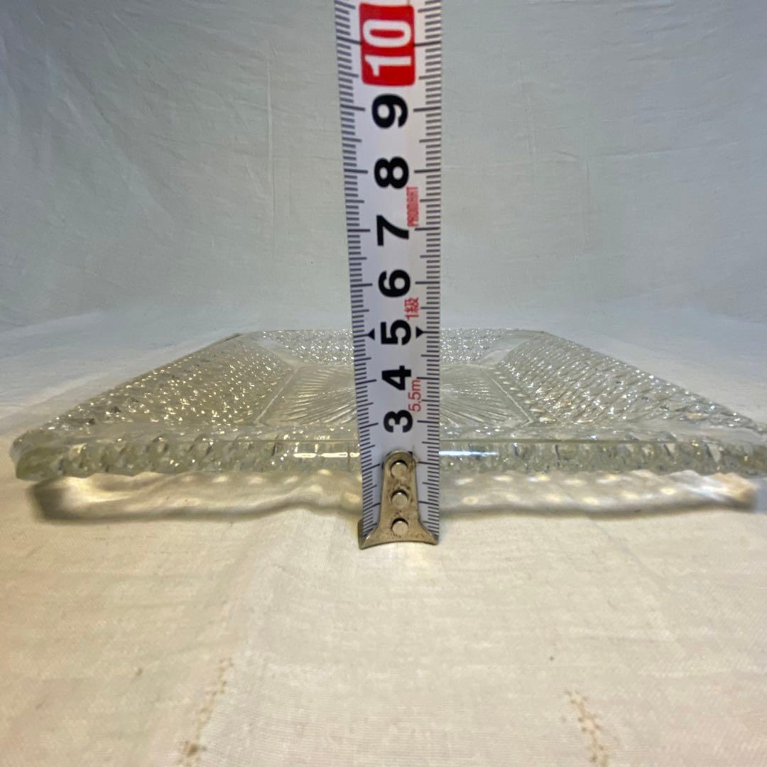 ギヤマン　大正ガラス　アンティーク　プレート　角プレート　気泡　レトロ⑨