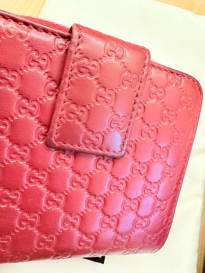 グッチ　二つ折り財布　マイクロシマ　GG　ラウンドジップ