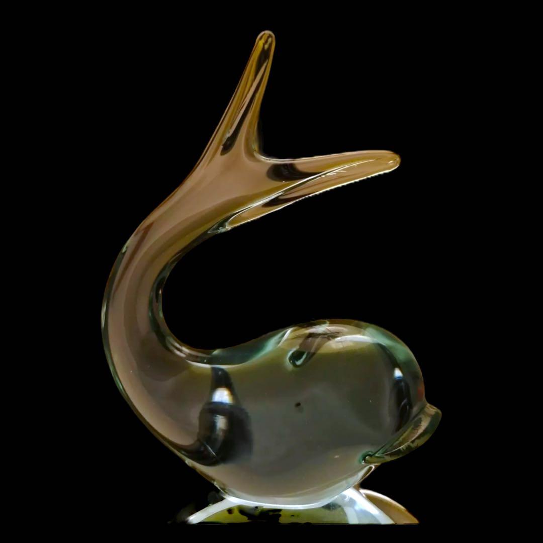 激レア☆アレキサンドライトガラス☆親子のクジラ☆セット☆ペーパーウェイト