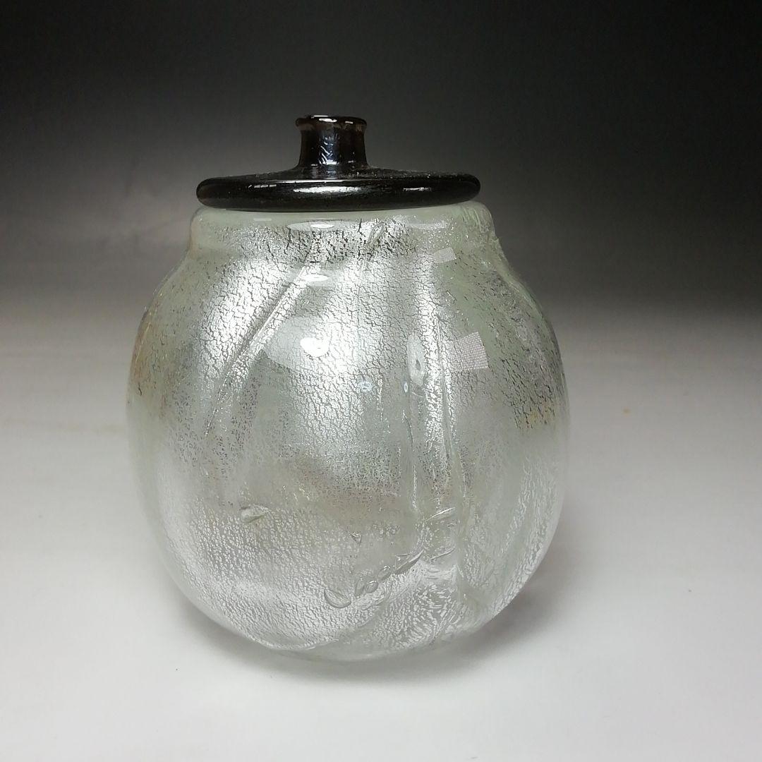 Ｓ７１４　茶入　『銀彩硝子　茶入』『伊藤直仁』　共箱　茶道具