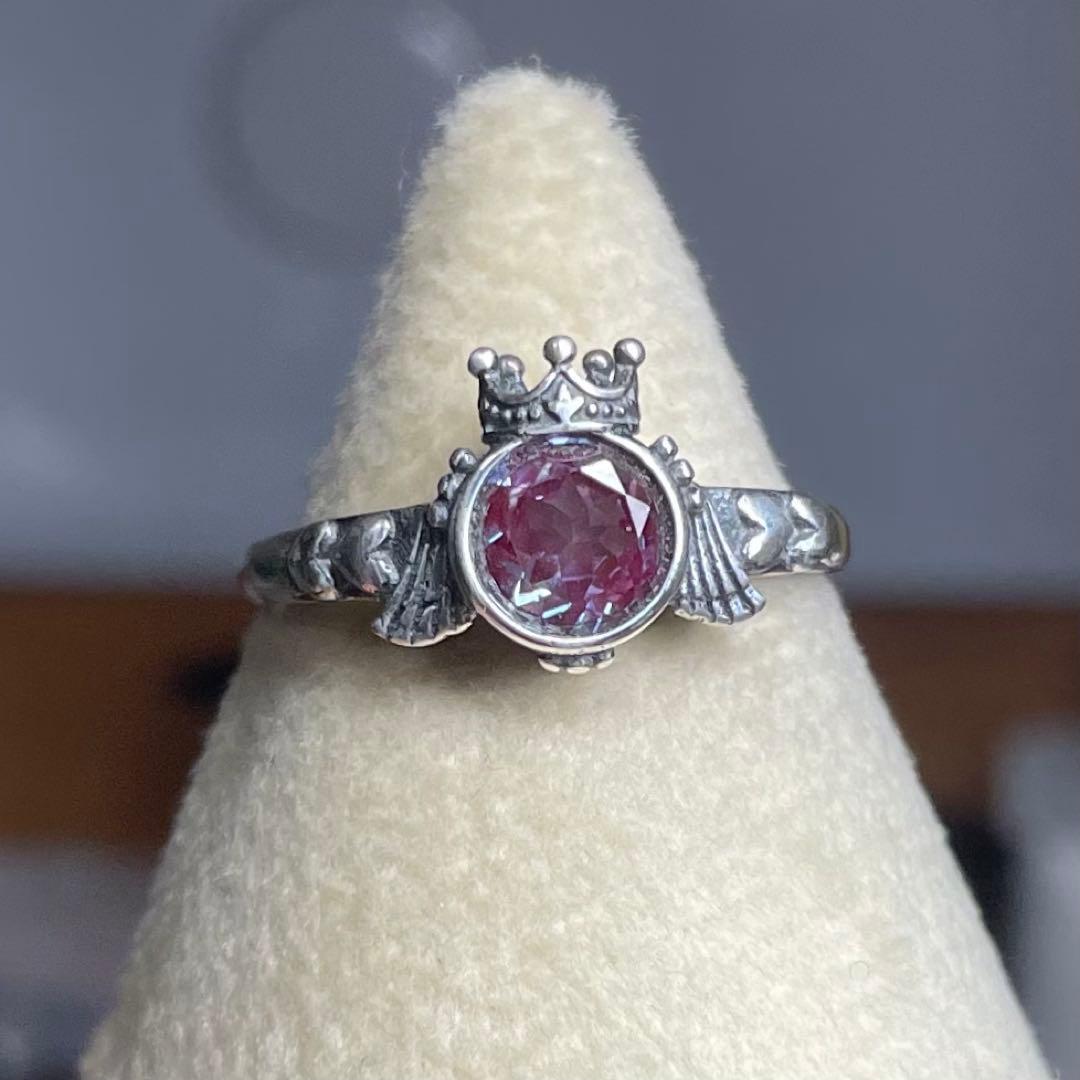 天然石リング　アレキサンドライト　紫緑シラー　高透明　6mm SV925