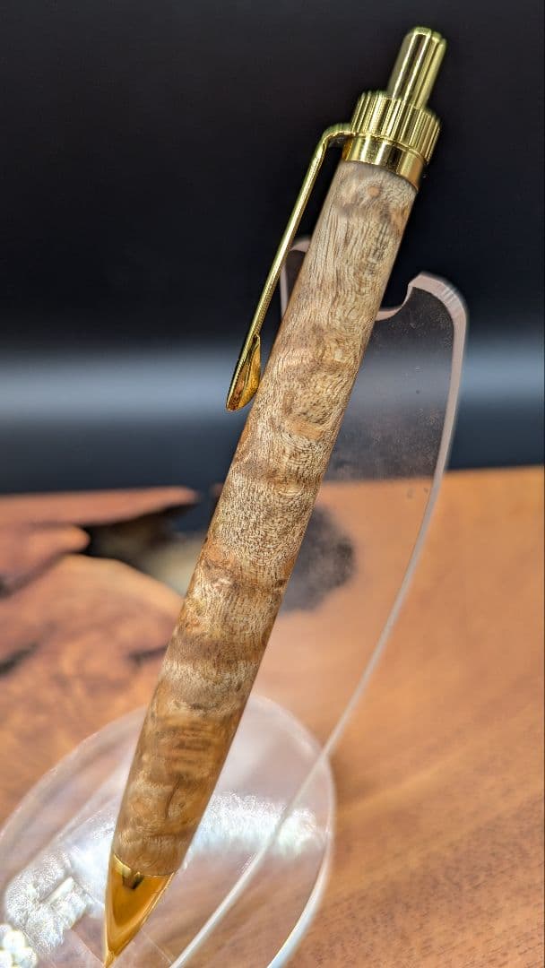 608超極上　マーブルウッド　瘤杢　縮杢　木軸シャーペン　ボールペン　細軸