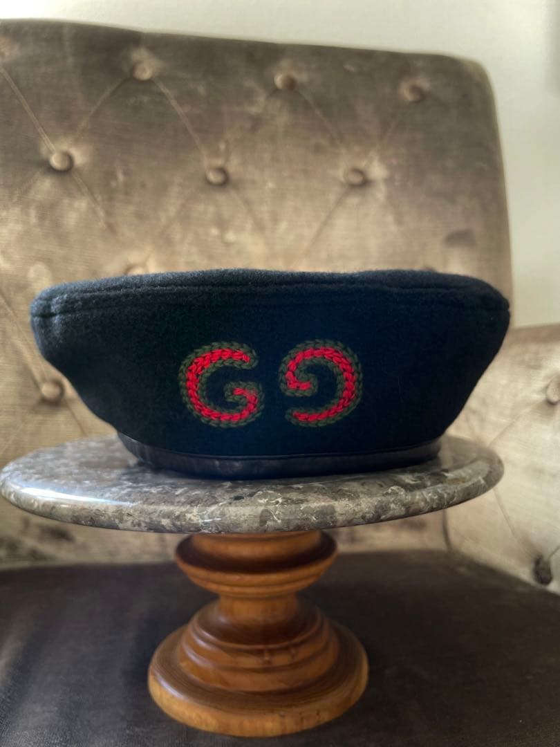 ☆kids用・新品未使用☆GUCCIベレー帽ブラックGGロゴSサイズ52cm