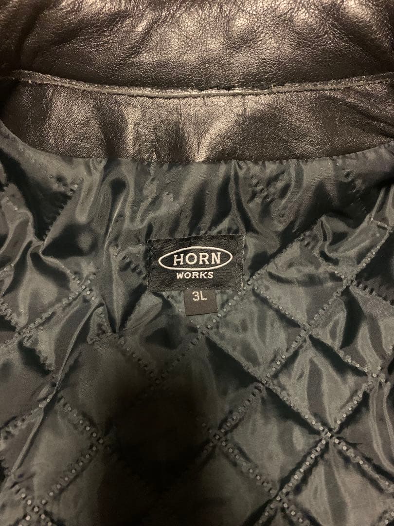 HORN WORKS シングルライダースジャケット 3L キルティング 黒