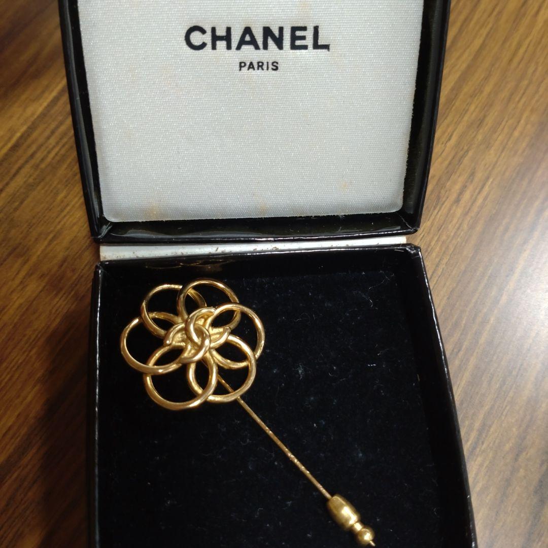 シャネル　ブローチ　ココマーク　ピン　フラワー　花　カメリア　ゴールド