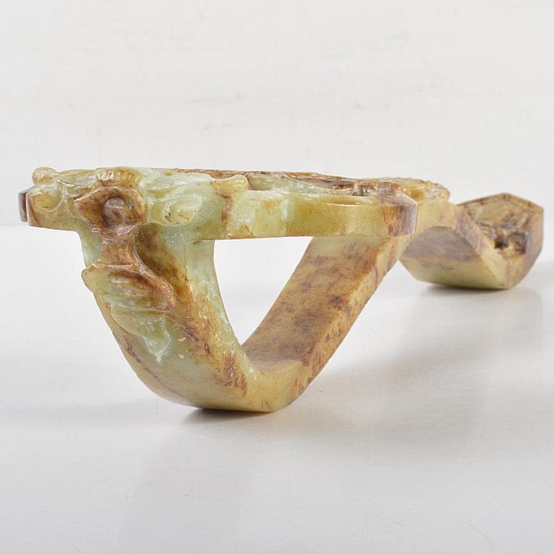 中国　玉石彫刻　人物刻　如意　D　R7205