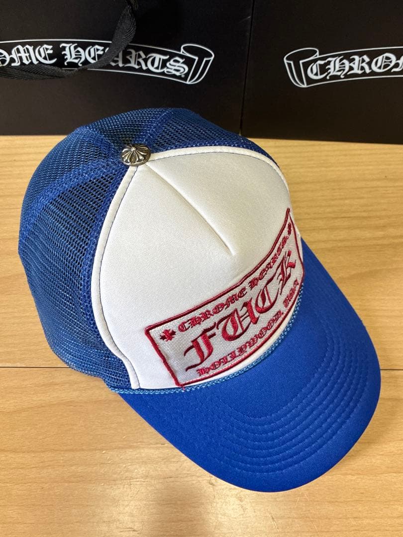 クロムハーツ FUCK トラッカー メッシュ キャップ 青 白