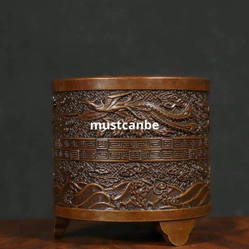 銅製 香炉 龍鳳香炉 茶室 書斎 薫香炉 工芸品 置物
