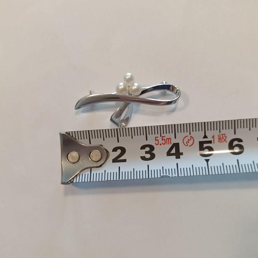 MIKIMOTO アコヤ真珠　ブローチ　リボン　3粒