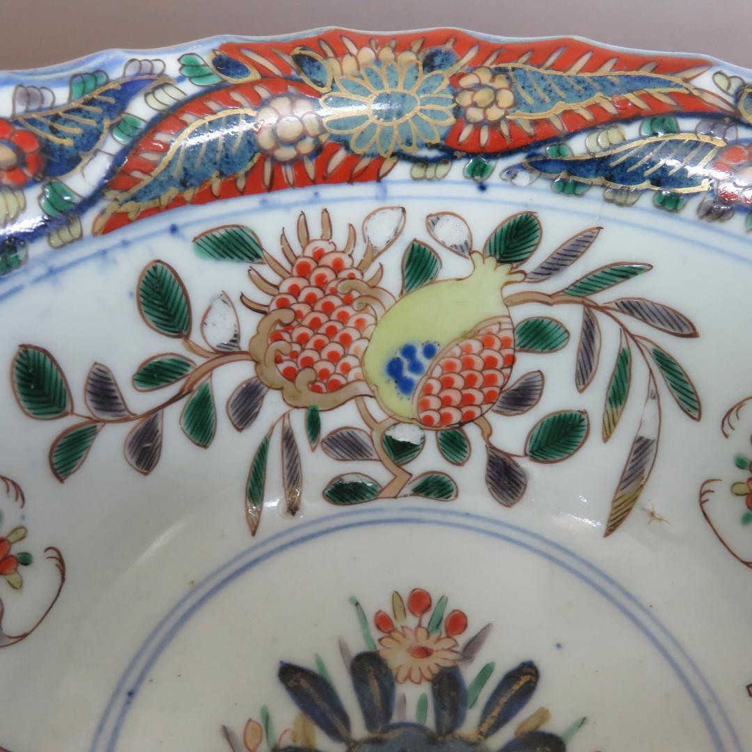 鉢 古伊万里 ザクロ 金彩 ニュウ トリアシ 色絵付け 銘 丼