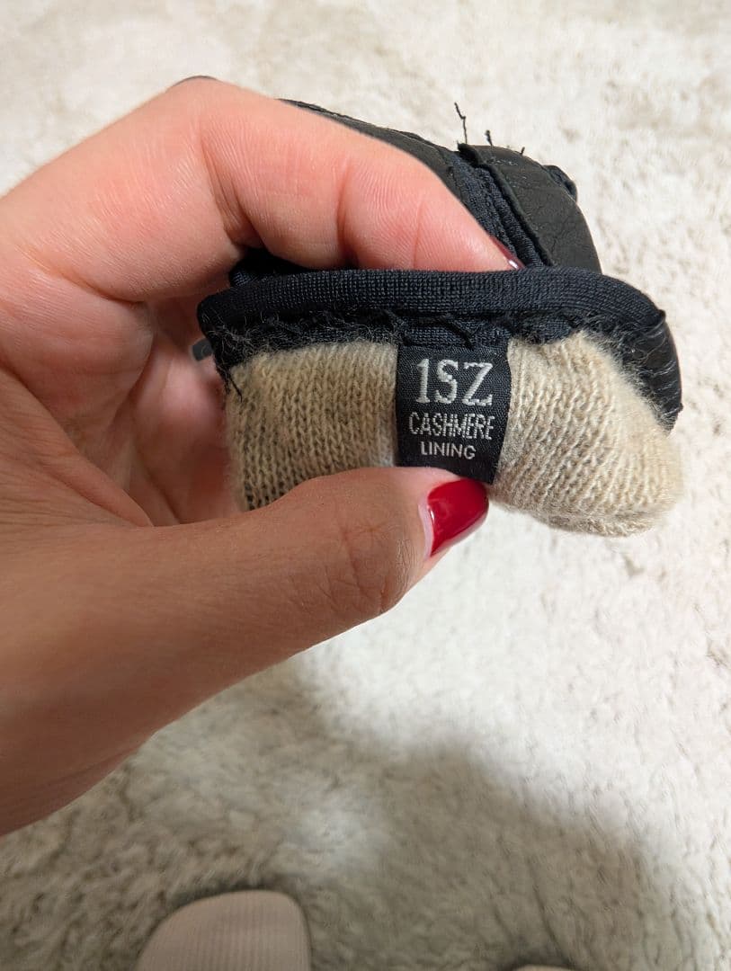 ブラックレザー 手袋 カシミヤ グローブ