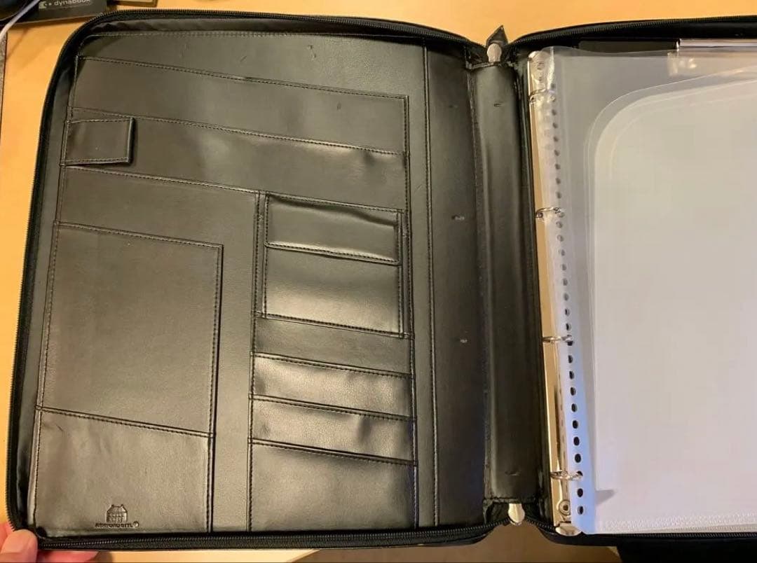 アシュフォード A4オーバーサイズ ダブルジッパー ドキュメントケース 黒