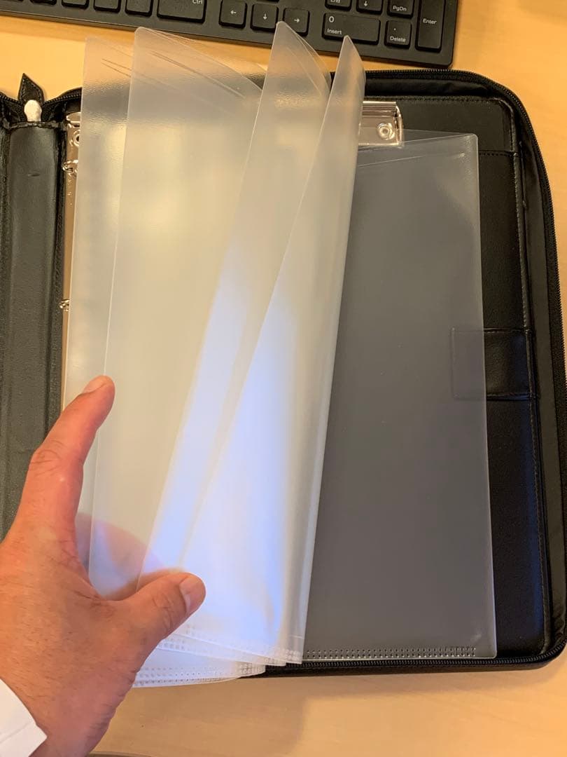 アシュフォード A4オーバーサイズ ダブルジッパー ドキュメントケース 黒