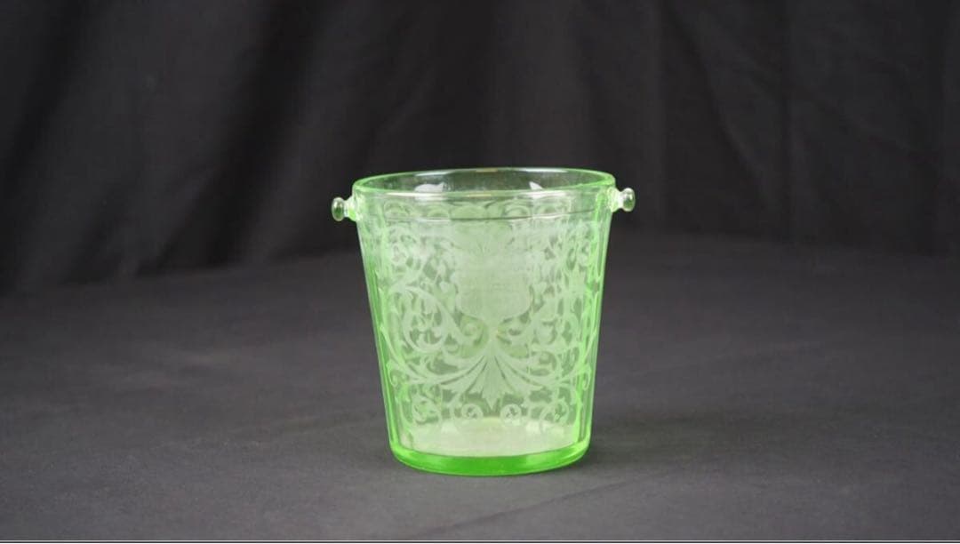 ウランガラス 洋風 唐草花文 アイスペール バケツ アール・デコ