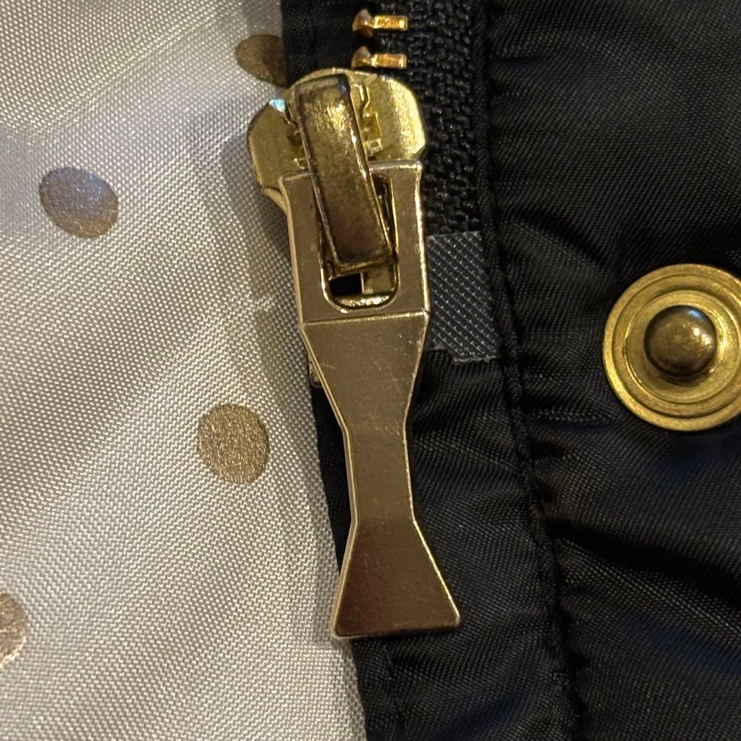 極美品ケイトスペード ダウンジャケット リボン 飾りボタン 裏地水玉 90