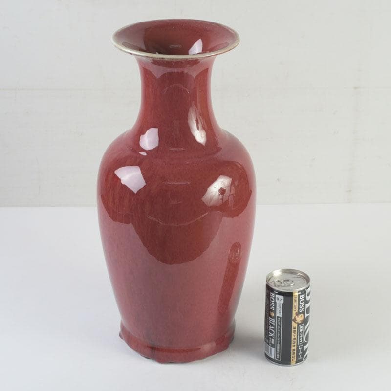 中国　缸豆紅釉　花瓶　V　9815A