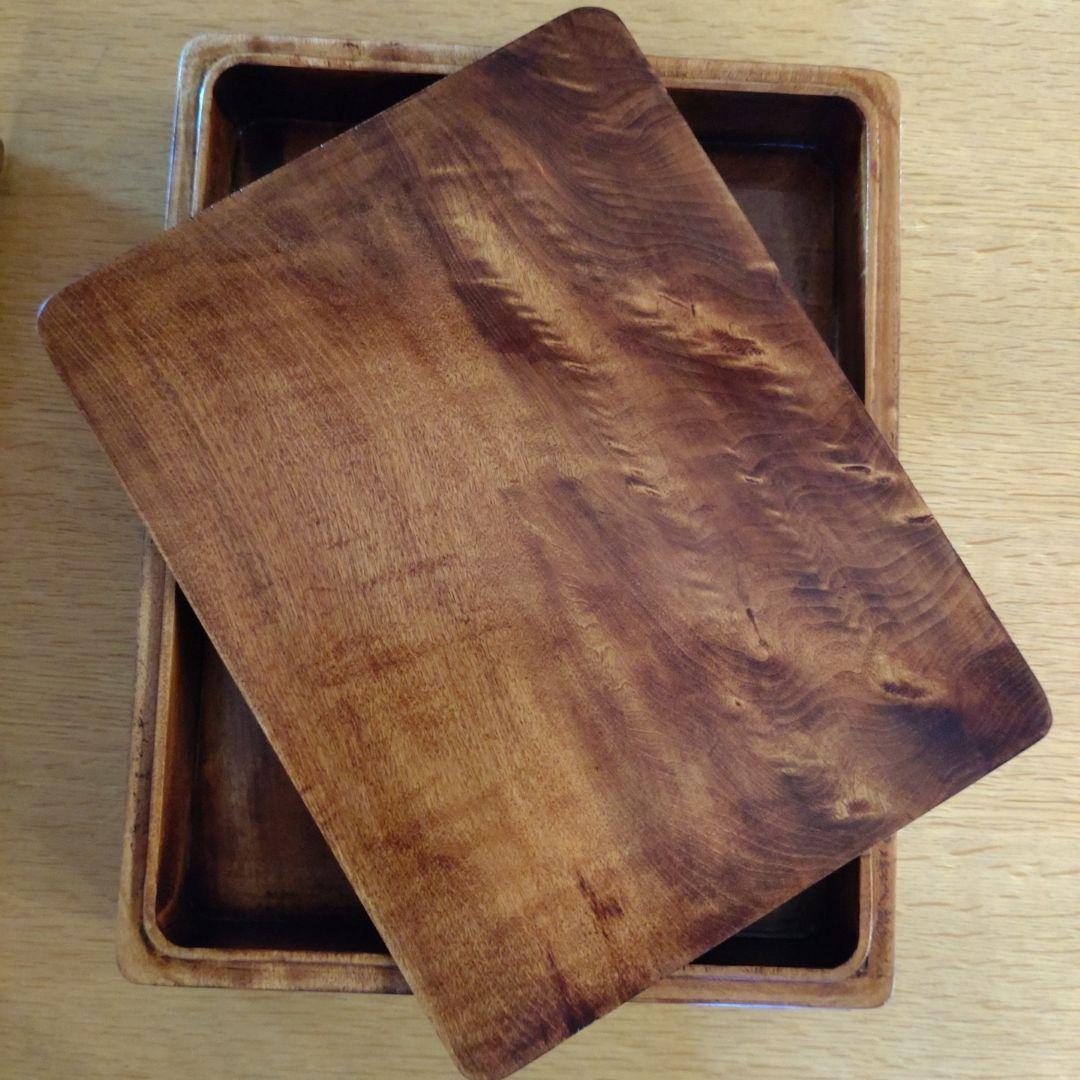 【嵐1987】烏城彫り 文箱 硯箱、菓子入れ 2点セット