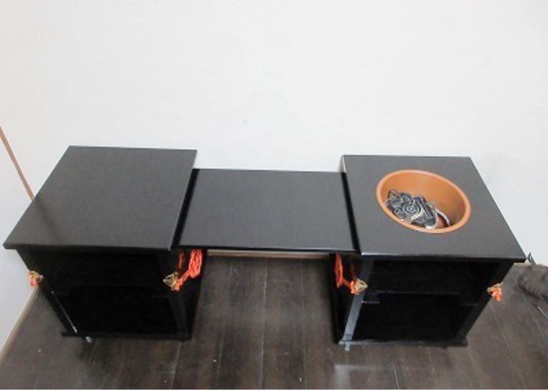 ほぼ未使用 茶道具 御園棚セット 立礼棚 丸炉（野々田電熱器付） 椅子1脚紙箱