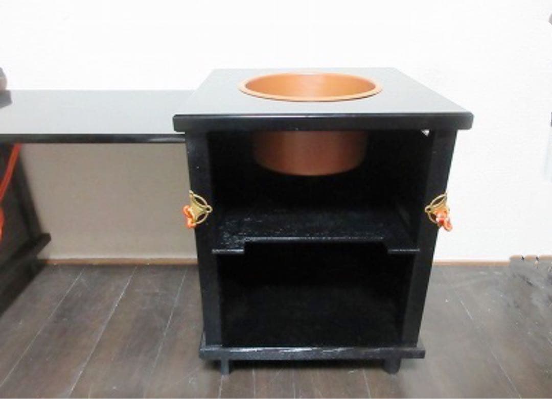 ほぼ未使用 茶道具 御園棚セット 立礼棚 丸炉（野々田電熱器付） 椅子1脚紙箱