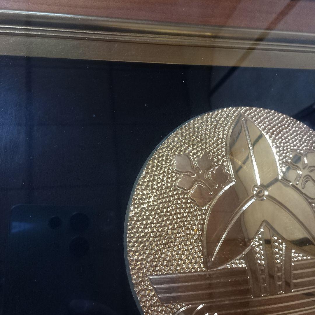 ★即日発送★送料込み★家紋【純金メッキ】純金鍍金　銅　高級木製額縁 　額受金具