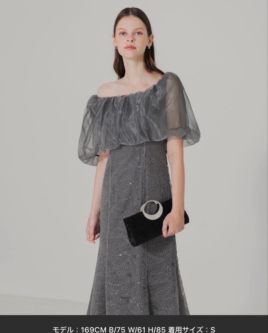 LEJA2WAYオフショルダーパフスリーブバリエマーメイドワンピースロングドレス