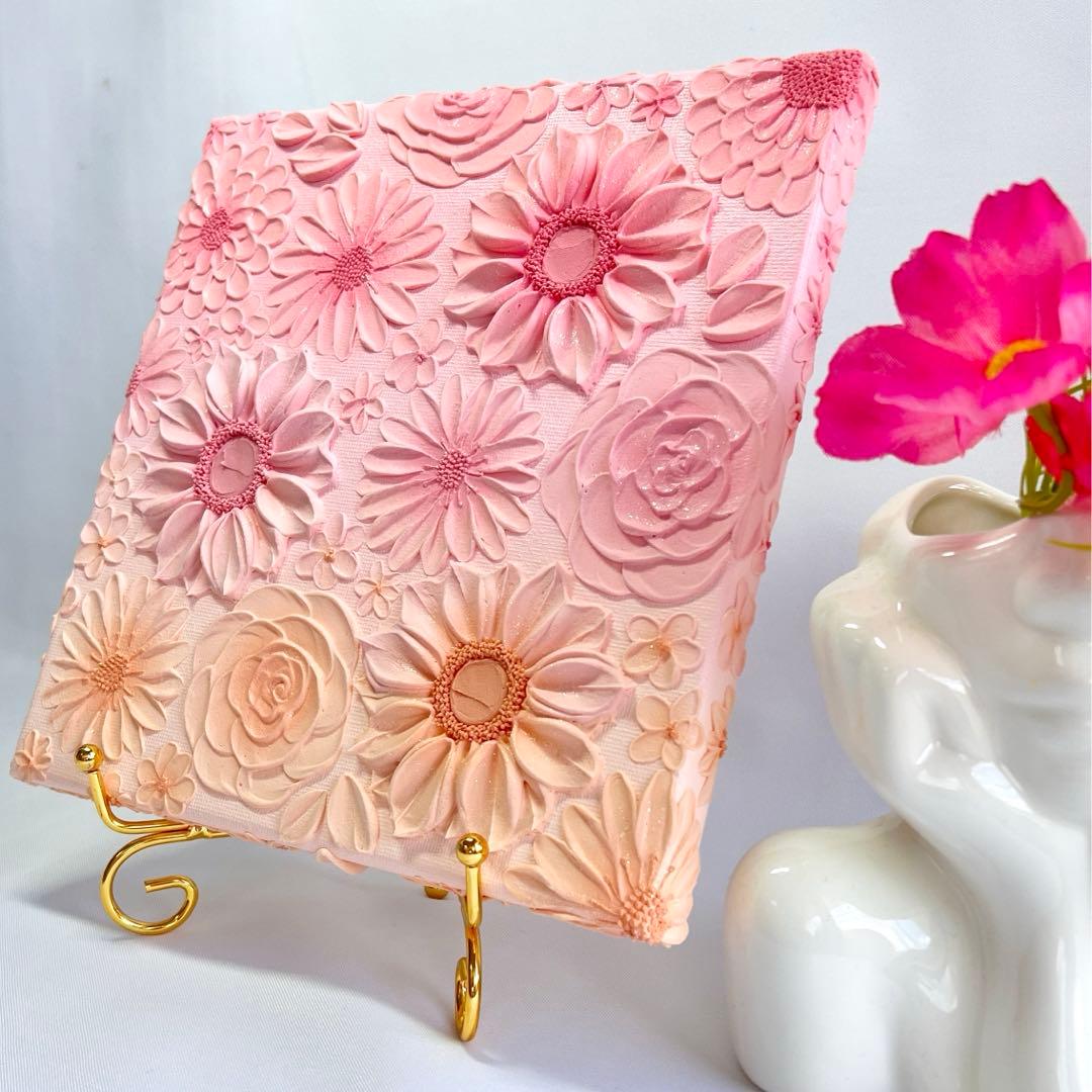 テクスチャーアート　絵画　インテリアアート　花　立体　絵　フラワーアート　花の絵