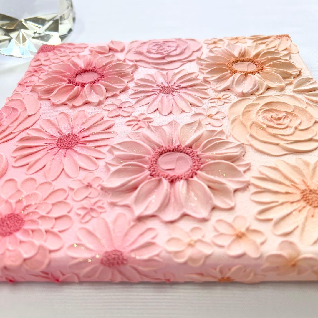 テクスチャーアート　絵画　インテリアアート　花　立体　絵　フラワーアート　花の絵