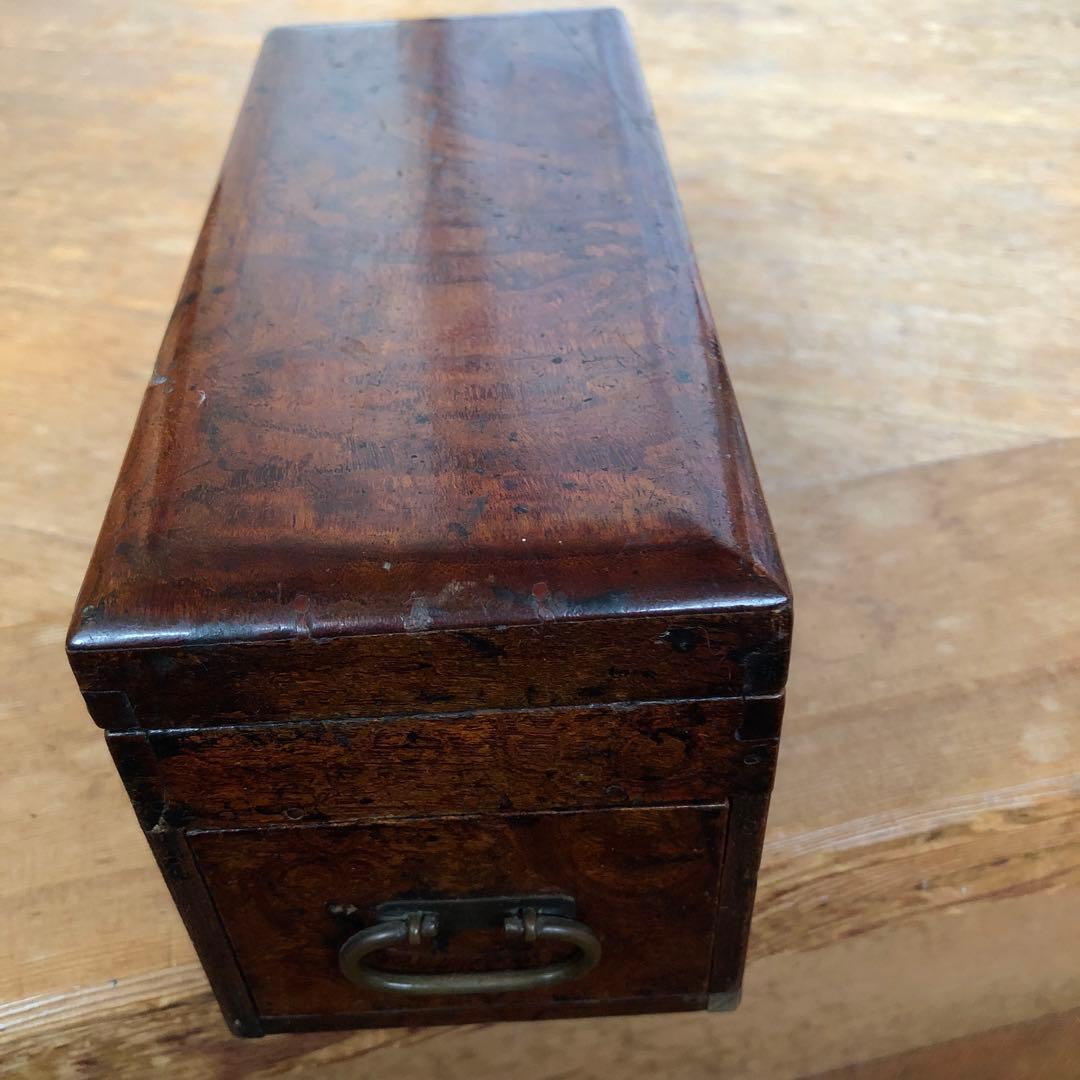 欅玉杢硯箱　　骨董品