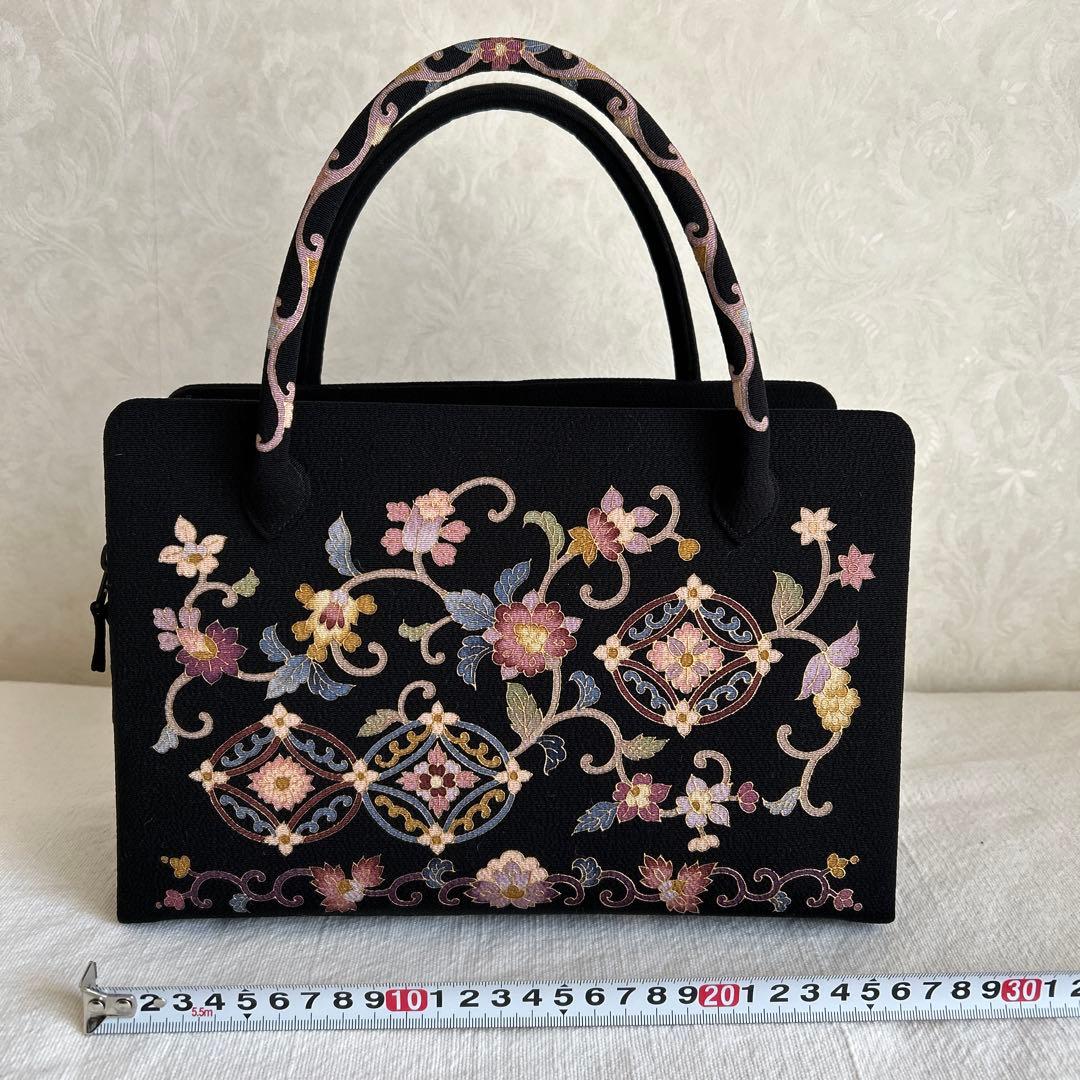 岡重 利休バッグ / 蓬莱袋 正絹