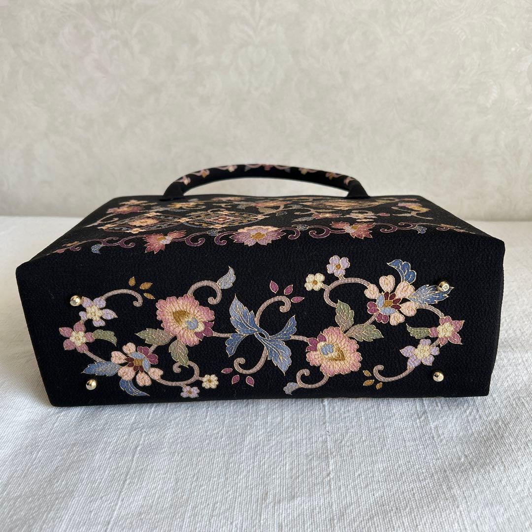 岡重 利休バッグ / 蓬莱袋 正絹