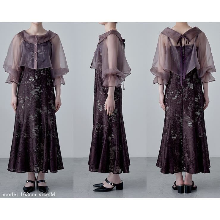 etoll. シアーブラウス&マーメイドキャミソール　パーティードレス　M