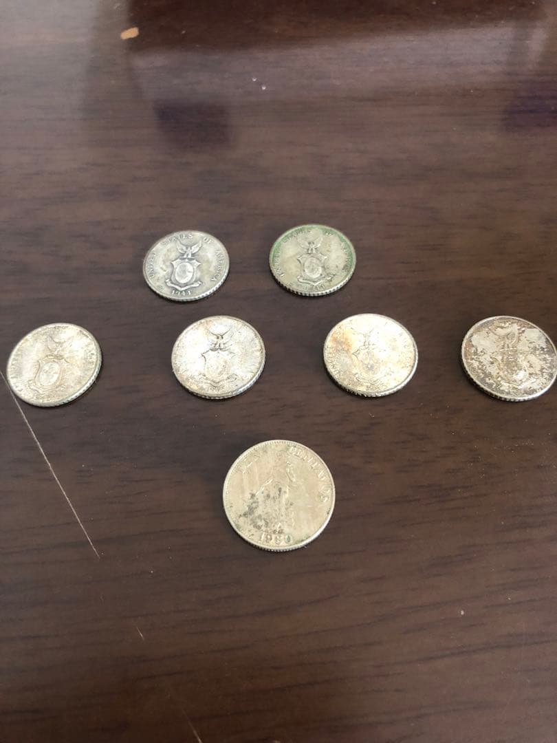 フィリピン10センタボ硬貨　1944年2枚、1945年4枚、1960年1枚、計7