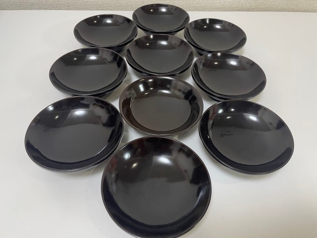 黒漆器 黒漆 内黒塗 漆器 吸物 懐石椀 煮物椀 10客 唐草柄 アンティーク