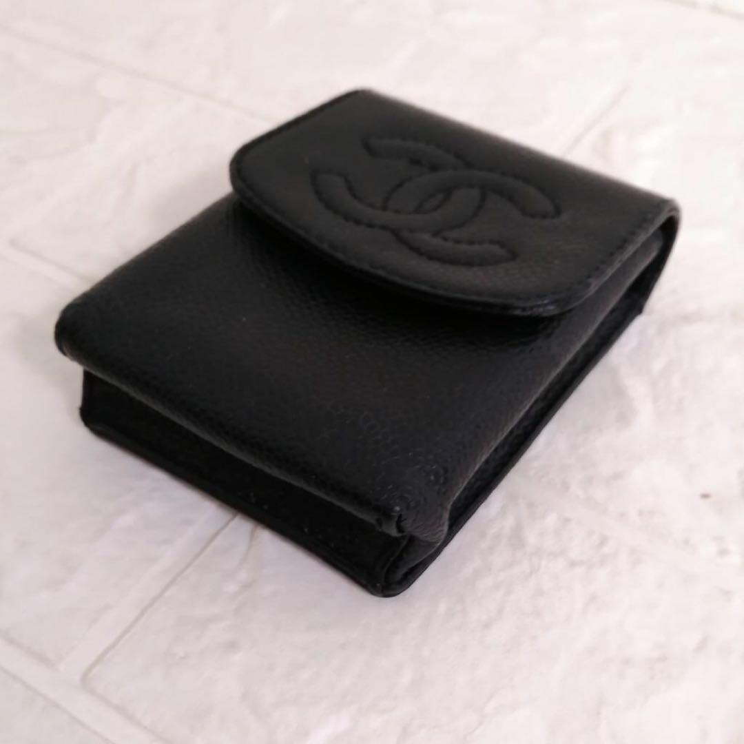 M　CHANEL ココマーク　キャビアスキン　シガレットケース