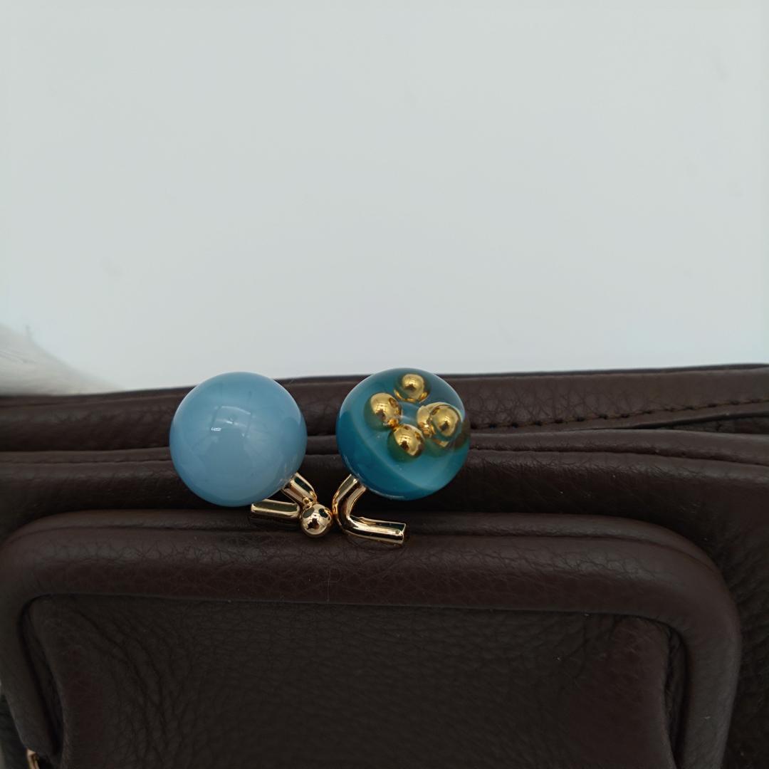 未使用 ear papillonner 牛革 がま口 ブラウン 二つ折り財布