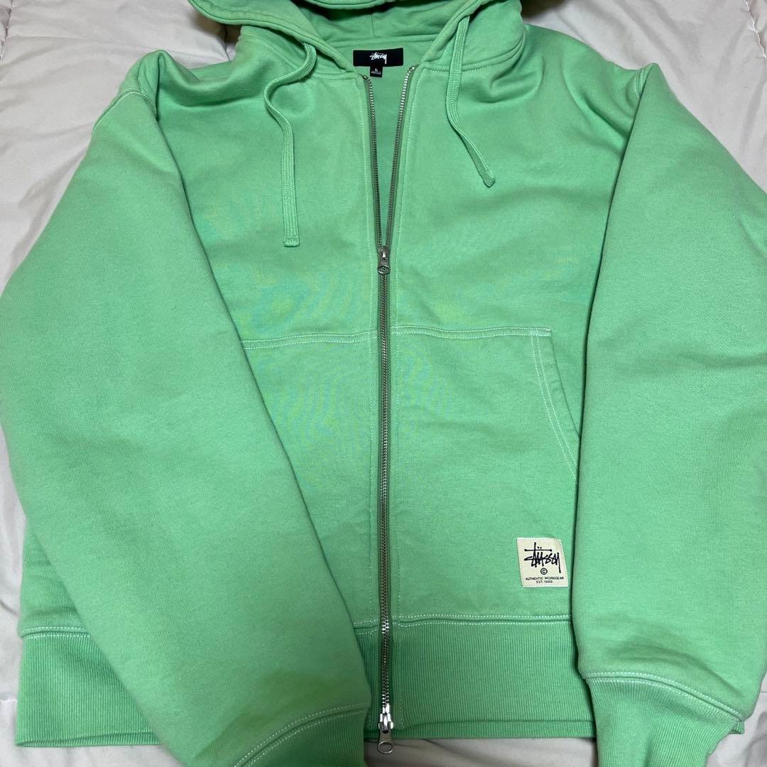 Stussy ミントグリーン フルジップパーカー Lサイズ　緑　スウェット