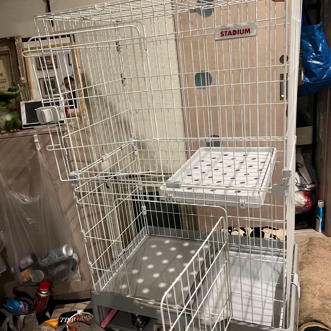 STADIUM 二段式キャットケージ ホワイト縦130✖️横80