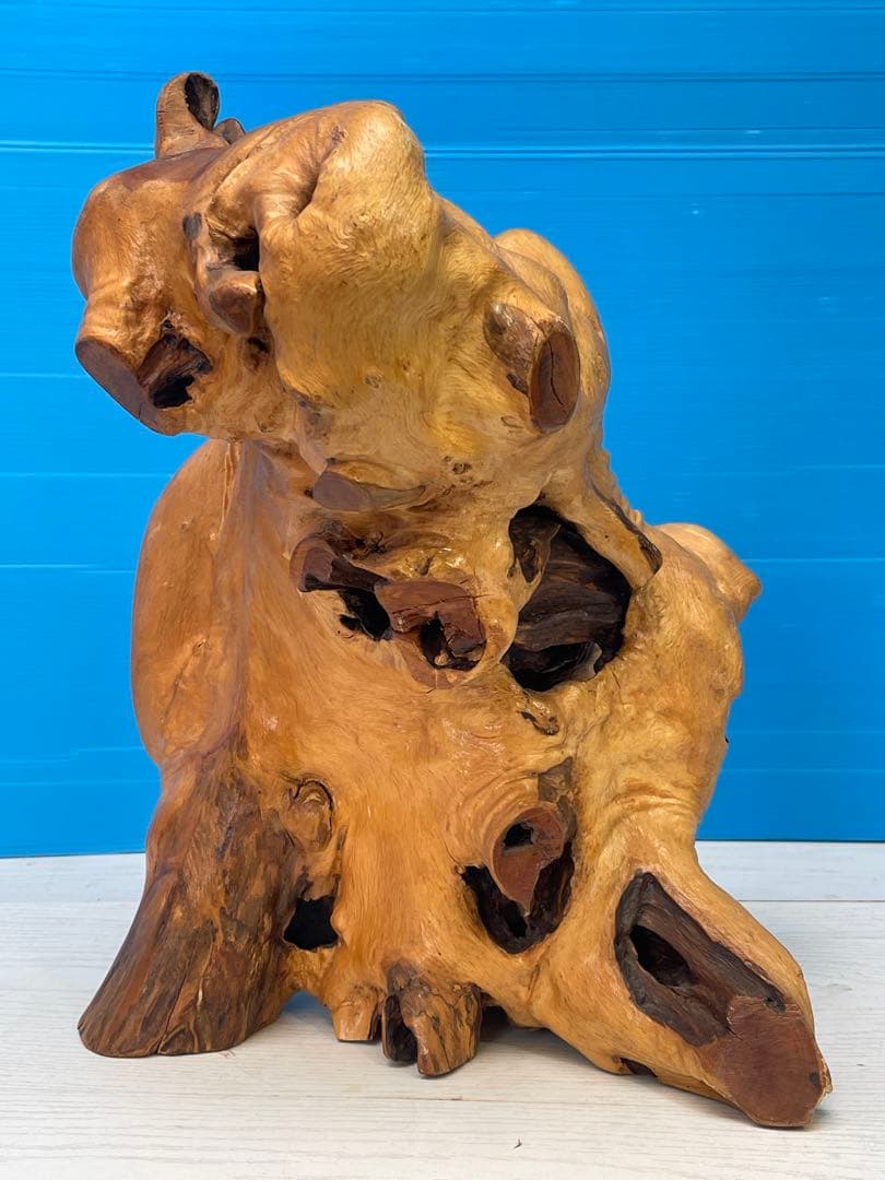 木製彫刻 自然な形状のオブジェ 約30cm