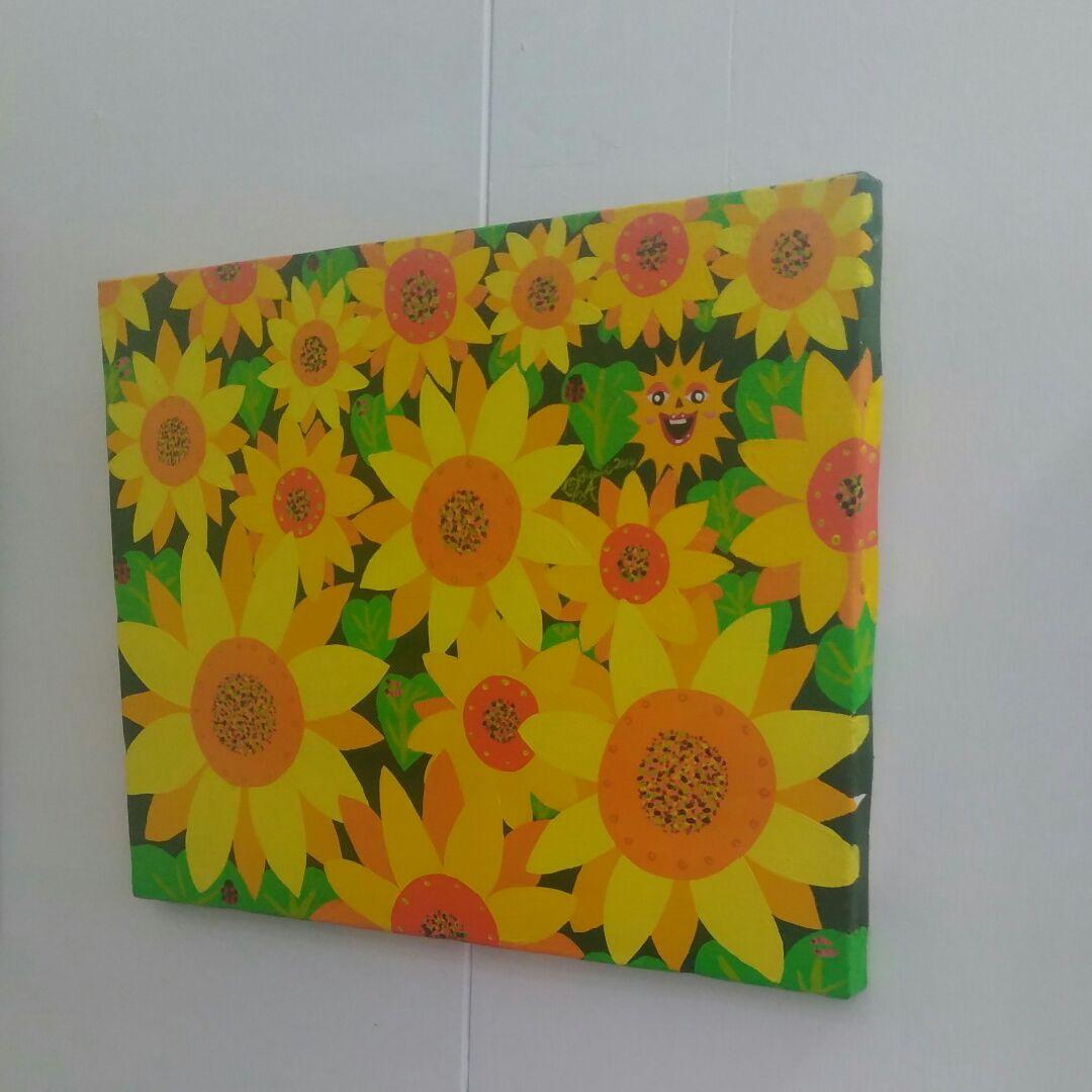 ハッピー太陽画家　小楠アキコ　作品　F6号　ハッピーひまわり