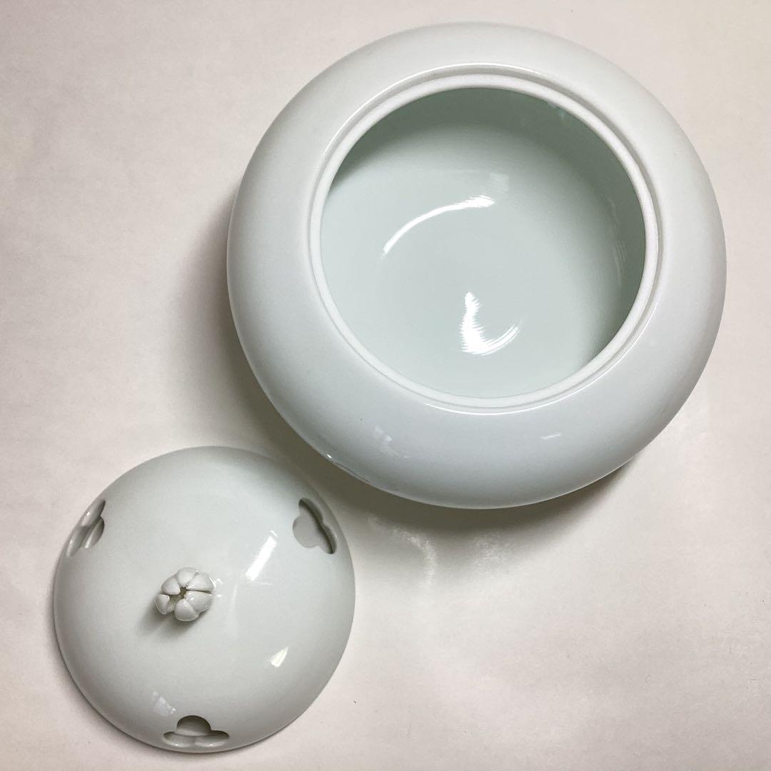 香炉 白磁 丸 木箱入 井上萬二 茶道具 古物品