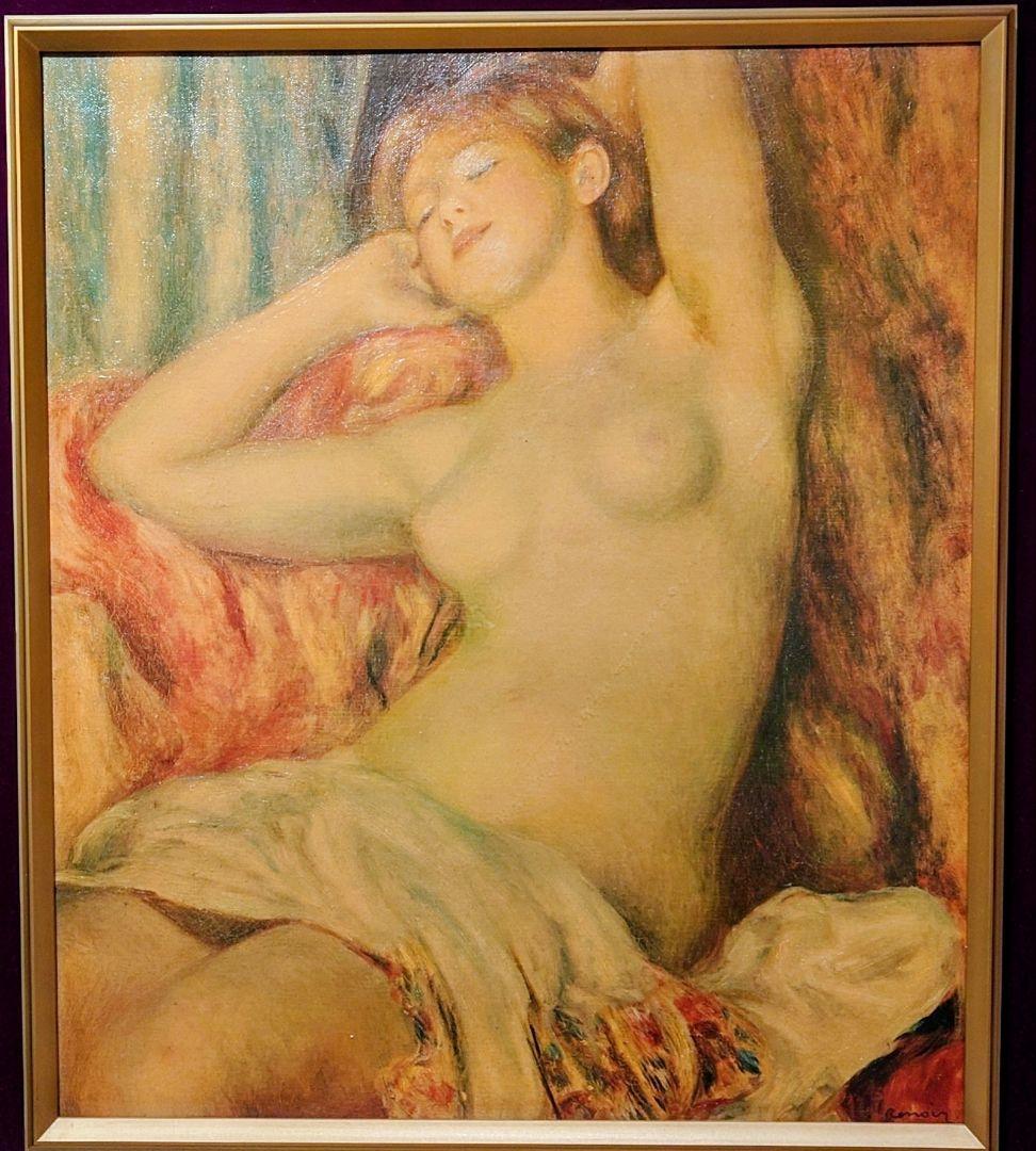 ルノアール 裸婦 複製画 額装 ヴィンテージ インテリア 油絵風 立体加工