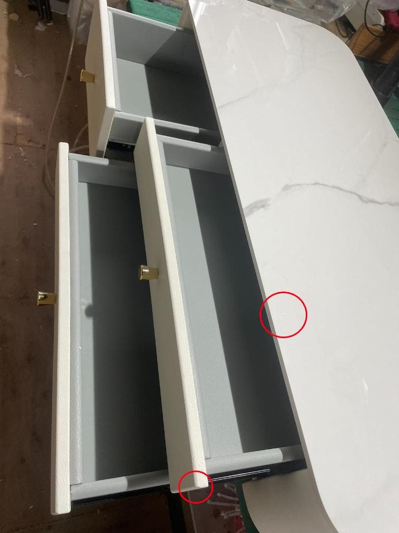 ホワイトマーブル調ドレッサーデスクのみ 訳あり品 J204-100-04