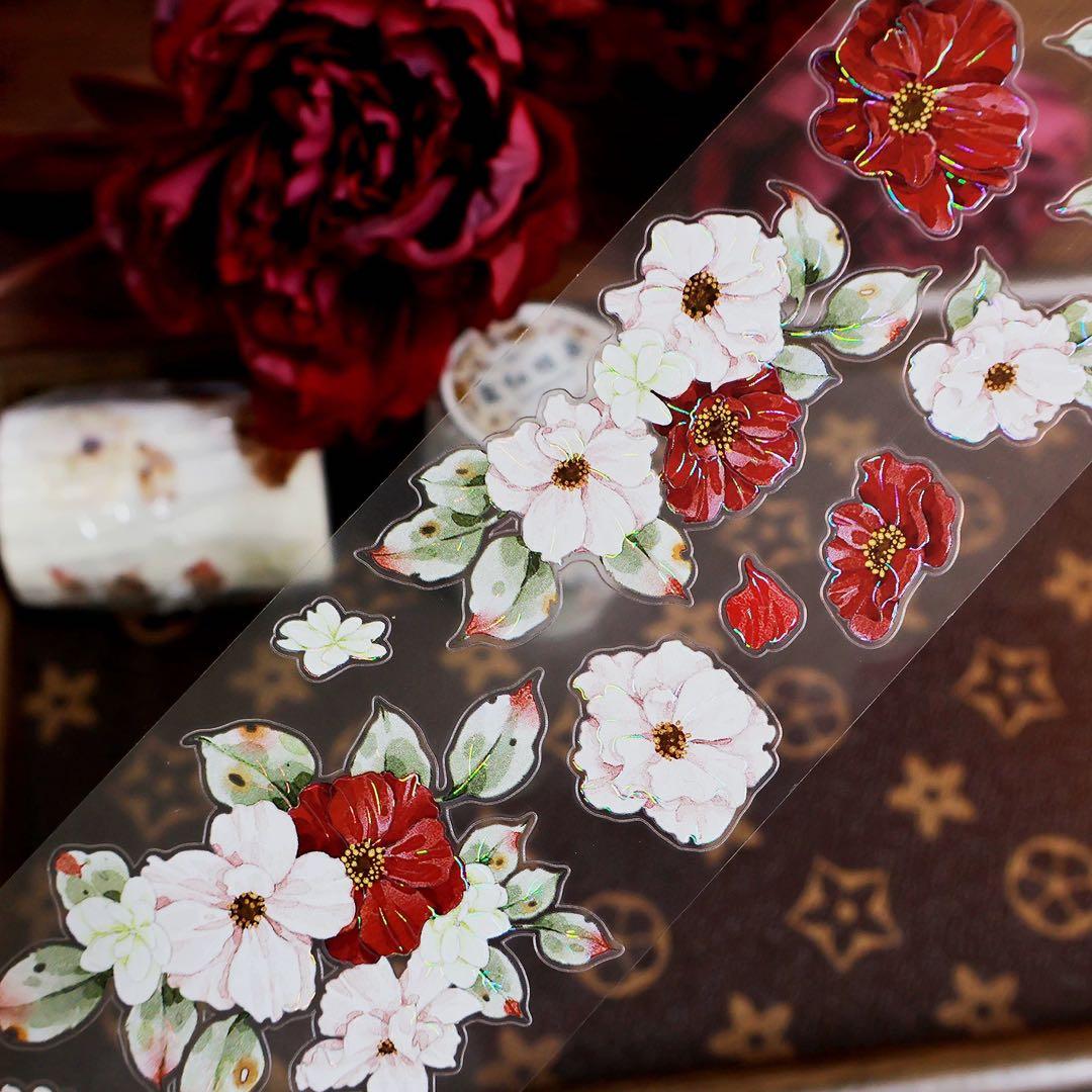 繁花文创《霜红棕染》海外マスキングテープ　マステ 【2664】