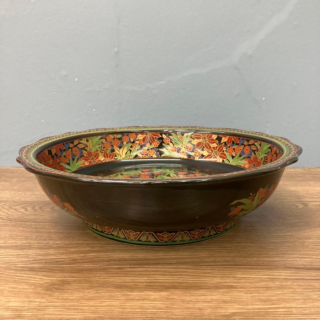 E-1 菓子鉢 盛鉢 花柄 扇面文様 伝統工芸 金彩 陶器製 焼き物 食器