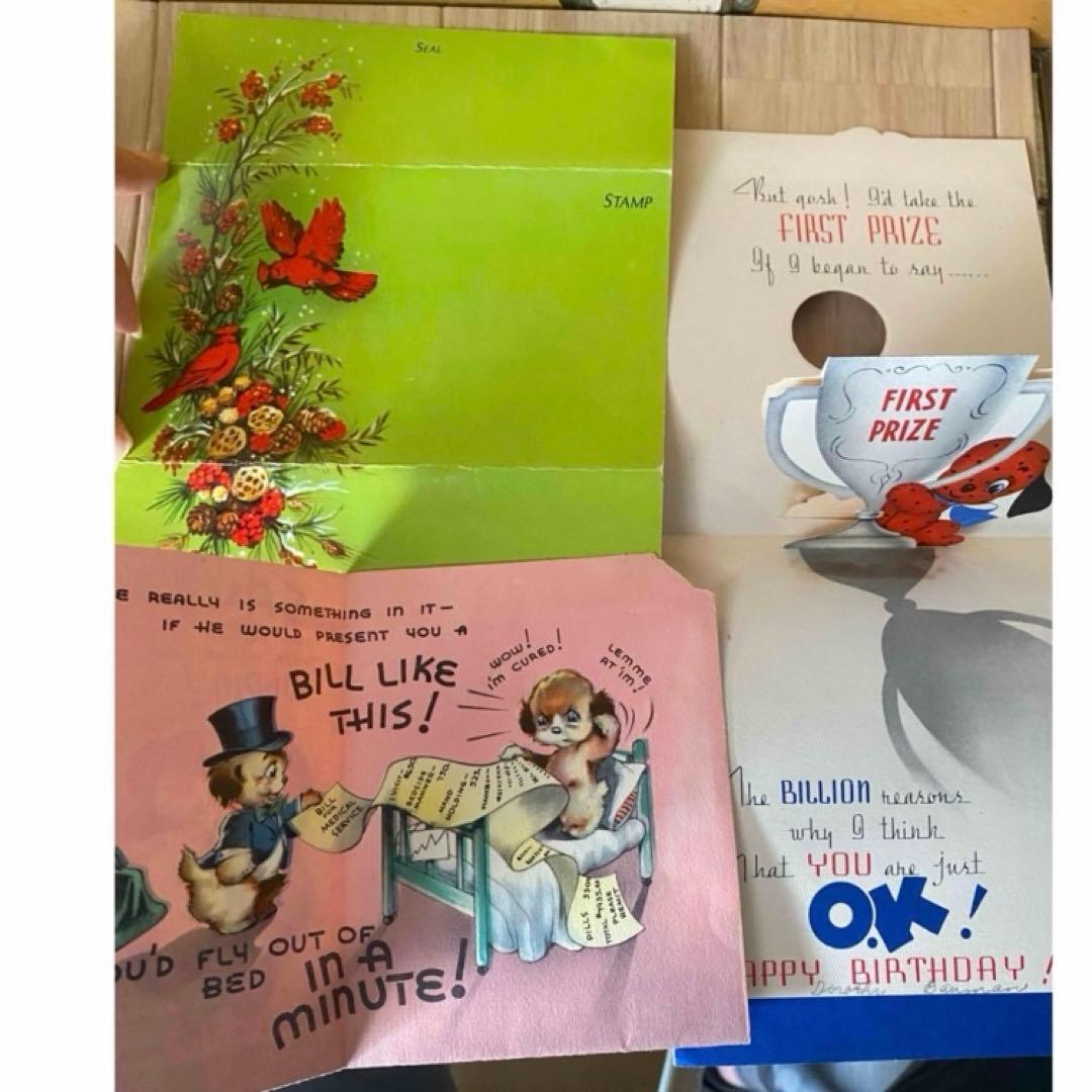 グリーティングカード　手紙　レター　ヴィンテージ 松ぼっくり　クリスマス　犬