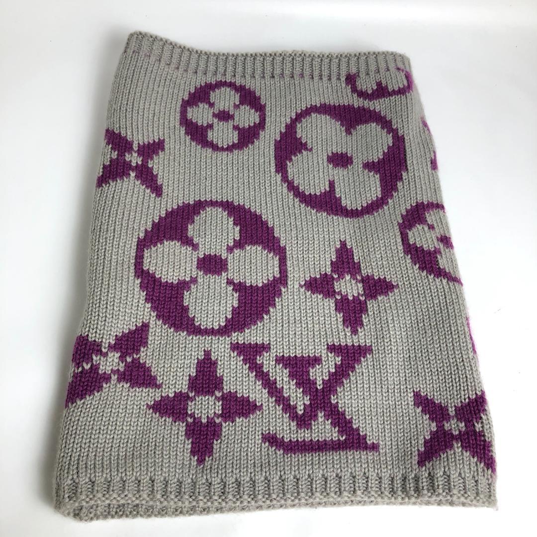 1E314/ルイヴィトン/モノグラム/スヌード/マフラー/グランフロア/パープル