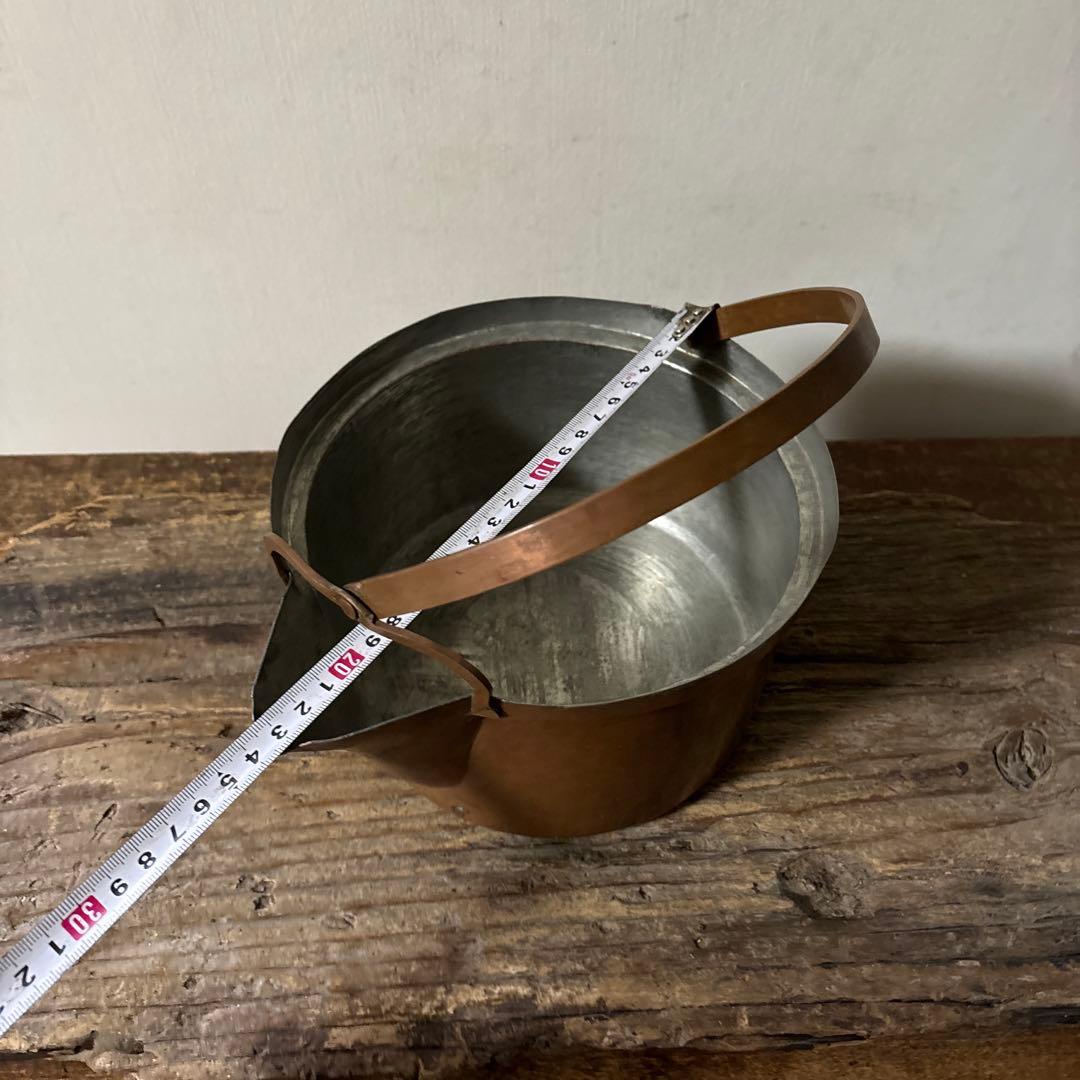 シャビー　古い片口銅鍋　その⑤コッパーケトル　薬缶　ガーデニング　古道具　李朝