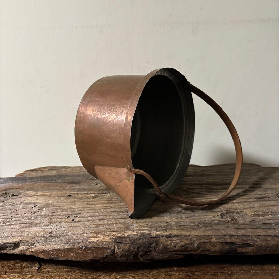 シャビー　古い片口銅鍋　その⑤コッパーケトル　薬缶　ガーデニング　古道具　李朝