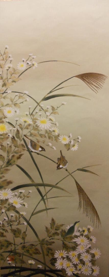 掛け軸 田村天舟 『 秋日 』 絹本 希少 軸装 茶道具 掛軸 美品 です。